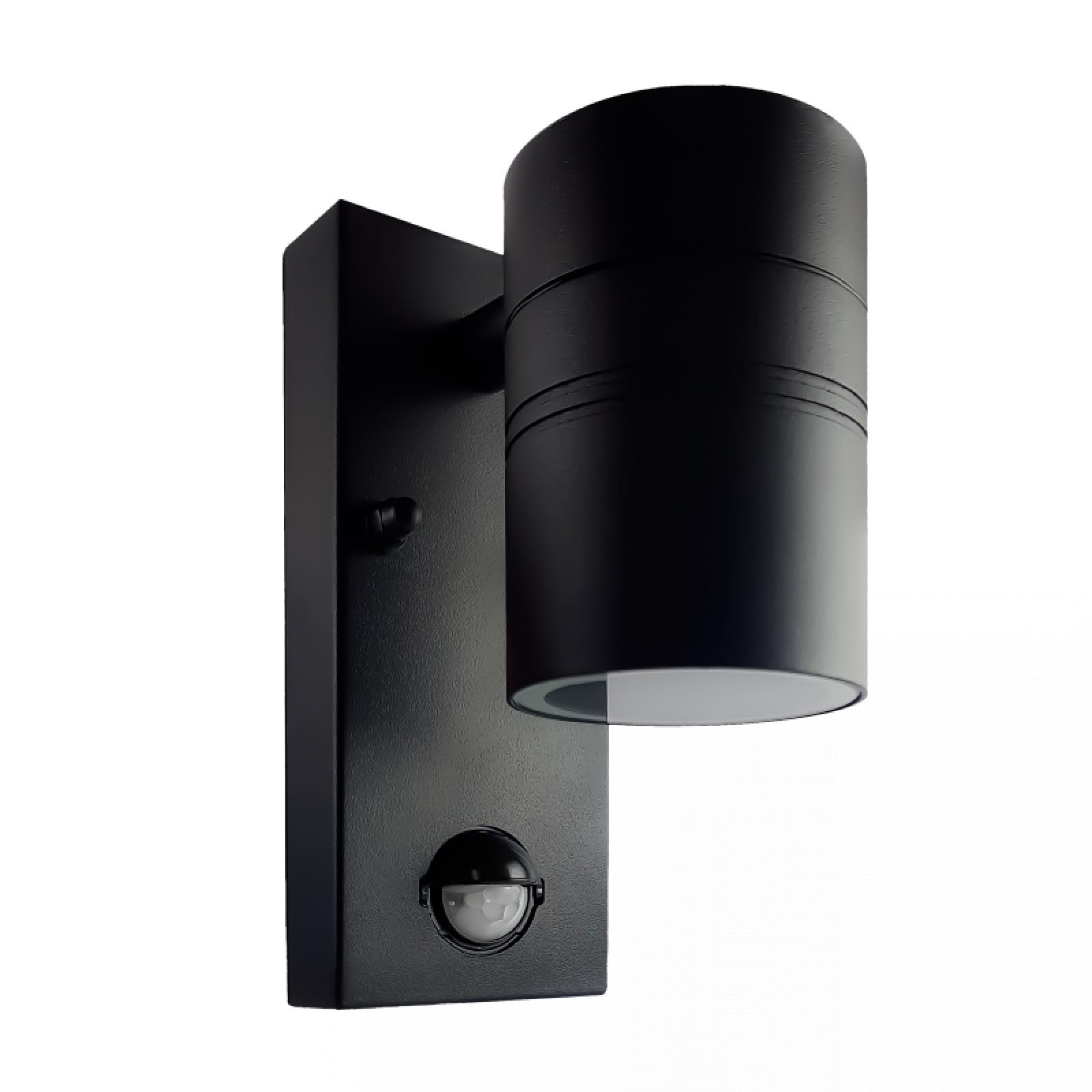  LED Wandleuchte Sensor schwarz Rund Glas 1-flammig Schrauben & Dübeln IP44 1,2W LED Lichtfarbe warmweiß GU10 230V